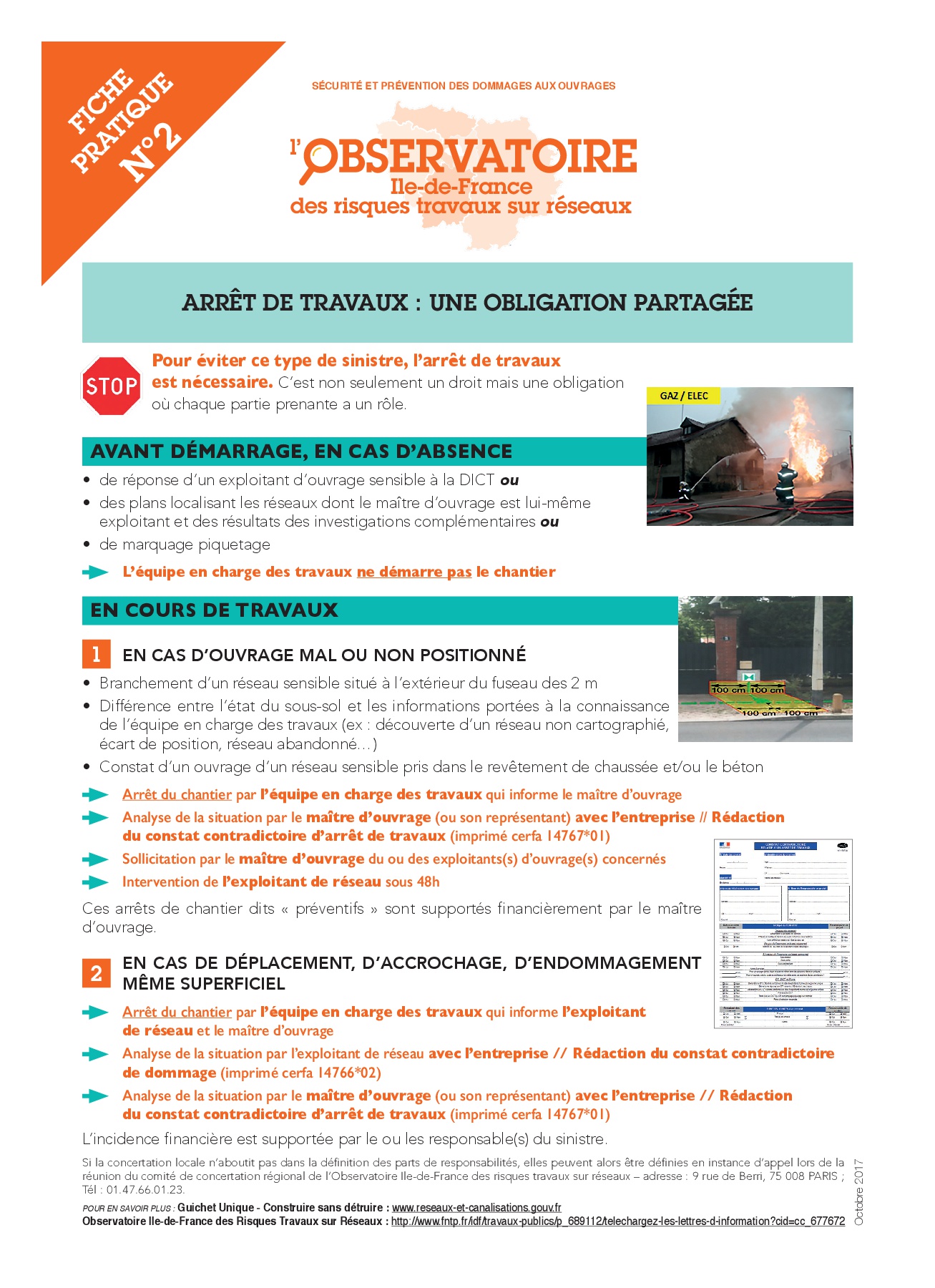 Fiches pratiques de l'Observatoire IdF Risques Travaux sur Réseaux