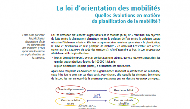 LOM : quelles évolutions en matière de planification de la mobilité ?