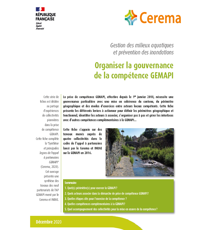 Organiser la gouvernance de la compétence GEMAPI