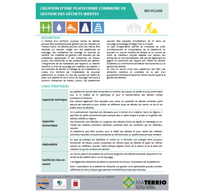 Création d'une plateforme commune de gestion des déchets inertes