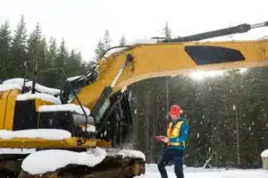 image de chantier sous la neige